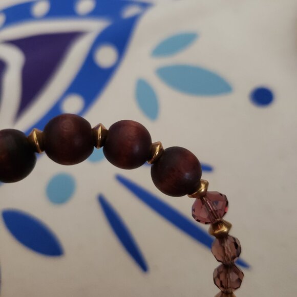 Alex and Ani Beaded Wood Beads & Pinkish Purple Beaded Wrap Gold Vintage     82 - Picture 7 of 10